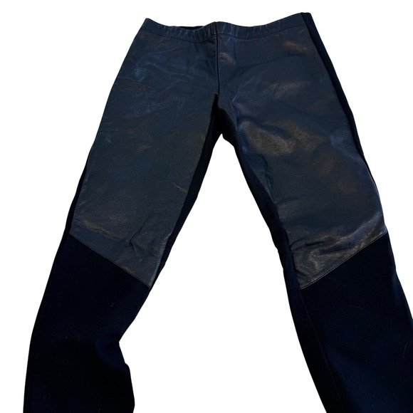 Tart Pants - Tart Womens XS Black Lamb Leather Front Ponte Knit Leggings Ankle Zip Moto Pants